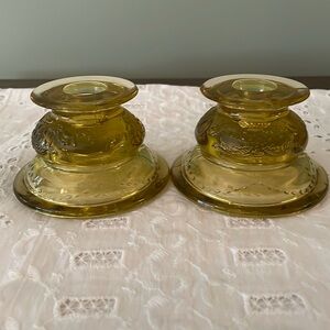 Depression Era Glass Candle Sticks. 🕯️